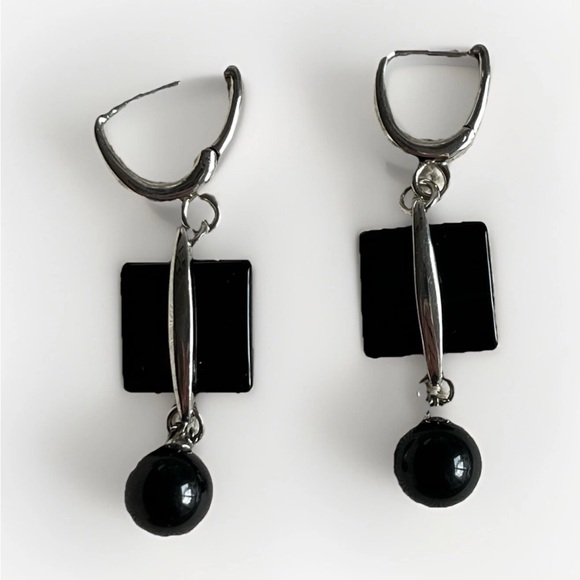 MCM Modernist Artisan Sterling Silver & Onyx Drop Dangle Earrings